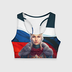 Женский спортивный топ Славянская девушка - флаг России