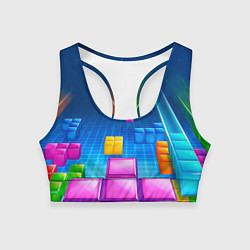 Топик спортивный женский Падающие сверху блоки тетриса, цвет: 3D-принт
