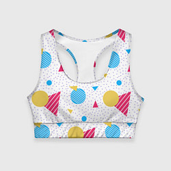 Топик спортивный женский Узор из кругов и треугольников, цвет: 3D-принт