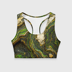 Топик спортивный женский Текстура зелёного мрамора, цвет: 3D-принт