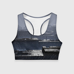 Женский спортивный топ Тёмный металлический город будущего