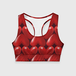 Топик спортивный женский Red hearts, цвет: 3D-принт