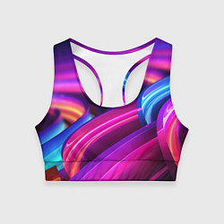 Топик спортивный женский Неоновые абстрактные волны, цвет: 3D-принт