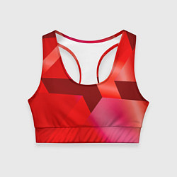 Топик спортивный женский Красная геометрия, цвет: 3D-принт