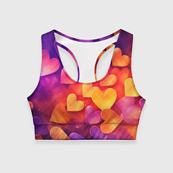 Топик спортивный женский Разноцветные сердечки, цвет: 3D-принт