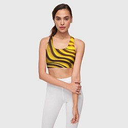 Топик спортивный женский Желтые абстрактные полосы, цвет: 3D-принт — фото 2