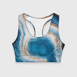 Топик спортивный женский Волна голубого агата, цвет: 3D-принт