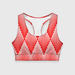 Топик спортивный женский Красные белые большие ромбы, цвет: 3D-принт