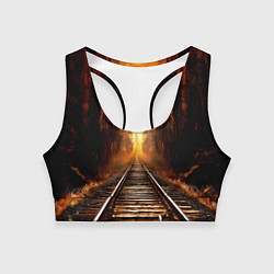 Топик спортивный женский Железная дорога на закате, цвет: 3D-принт