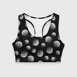 Топик спортивный женский Шары в полоску на черном фоне, цвет: 3D-принт