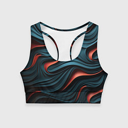 Топик спортивный женский Сине-оранжевая абстрактная волна, цвет: 3D-принт