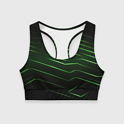 Топик спортивный женский Green abstract dark background, цвет: 3D-принт