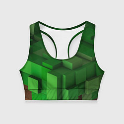 Топик спортивный женский Зелёный блоковый паттерн, цвет: 3D-принт
