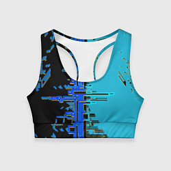 Топик спортивный женский Кибер-глитч синий, цвет: 3D-принт