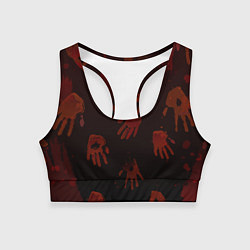 Топик спортивный женский Кровавые ладони, цвет: 3D-принт