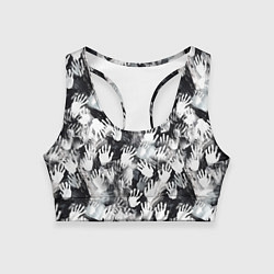 Топик спортивный женский Черно-белые отпечатки ладоней, цвет: 3D-принт