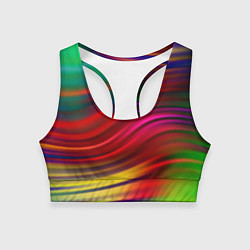 Топик спортивный женский Разноцветный абстрактный узор волны, цвет: 3D-принт