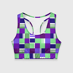 Топик спортивный женский Ретро квадраты баклажановые, цвет: 3D-принт