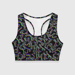 Топик спортивный женский Ъуъ съука глитч паттерн, цвет: 3D-принт
