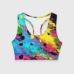 Топик спортивный женский Цветная абстракция - живопись, цвет: 3D-принт