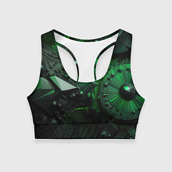 Топик спортивный женский Объемные зеленые абстракции, цвет: 3D-принт