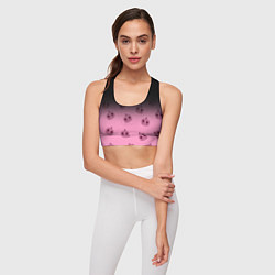 Топик спортивный женский Черно-розовый градиент и хэллоуинские тыквы паттер, цвет: 3D-принт — фото 2