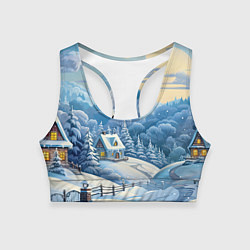 Топик спортивный женский Зима в деревне, цвет: 3D-принт