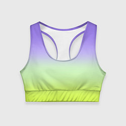 Топик спортивный женский Фиолетовый мятный и желто-зеленый градиент, цвет: 3D-принт