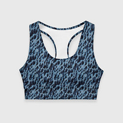 Топик спортивный женский Размытый пятнистый синий, цвет: 3D-принт