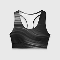 Топик спортивный женский Черно белый волнистый абстрактный узор, цвет: 3D-принт