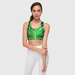 Топик спортивный женский Зелёные неон полосы киберпанк, цвет: 3D-принт — фото 2