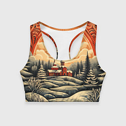 Топик спортивный женский Белоснежные сугробы и зимние забавы, цвет: 3D-принт