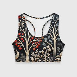 Женский спортивный топ Новогодние узоры и деревья