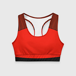 Топик спортивный женский Оранжево черный комбинированный узор в полоску, цвет: 3D-принт