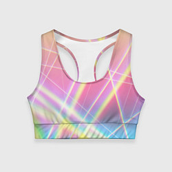 Топик спортивный женский Хаотичные неоновые линии, цвет: 3D-принт