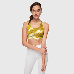 Топик спортивный женский Желто-белая абстракция, цвет: 3D-принт — фото 2