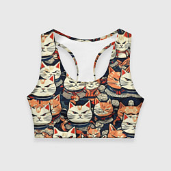 Топик спортивный женский Сердитые котики самураи, цвет: 3D-принт