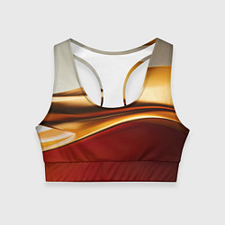 Топик спортивный женский Бежевые и золотистые волны, цвет: 3D-принт