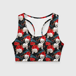 Женский спортивный топ Skull in roses