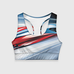 Топик спортивный женский Белая синяя красная абстракция, цвет: 3D-принт