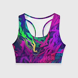 Топик спортивный женский Кривые яркие геометрические фигуры, цвет: 3D-принт
