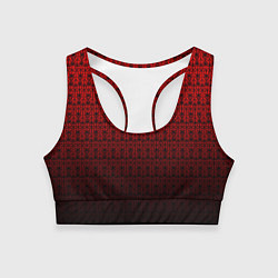 Топик спортивный женский Красно-чёрный ажурный градиент, цвет: 3D-принт