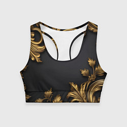 Топик спортивный женский Золотые объемные листья, цвет: 3D-принт