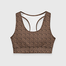 Топик спортивный женский Ажурный коричневый паттерн, цвет: 3D-принт