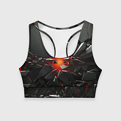 Топик спортивный женский Взрыв и черные камни, цвет: 3D-принт