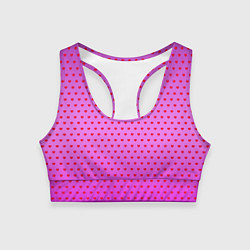 Топик спортивный женский Красные сердечки на ярко розовом фоне, цвет: 3D-принт