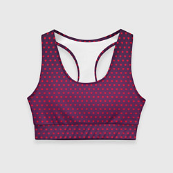 Топик спортивный женский Красные сердечки на темно-бордовом фоне, цвет: 3D-принт