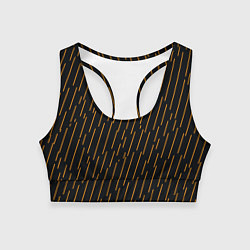 Топик спортивный женский Чёрные полосы и оранжевые полосочки, цвет: 3D-принт