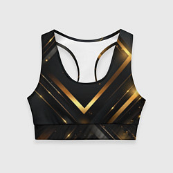 Топик спортивный женский Gold luxury black abstract, цвет: 3D-принт