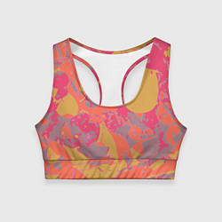 Топик спортивный женский Цветной яркий камуфляж, цвет: 3D-принт